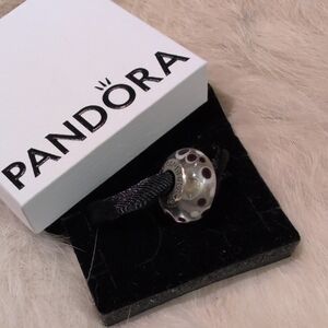 Pandora Murano Charm with Black and Cream Dots